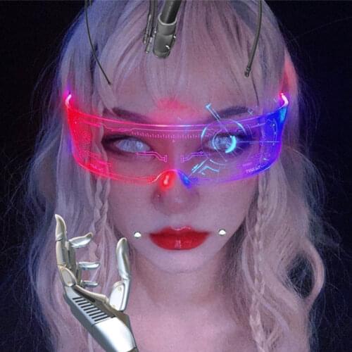 49345 Funny Party LED Luminous Sunglasses Punk Goggle Men Women Fashion Shades UV400 Vintage Glasses