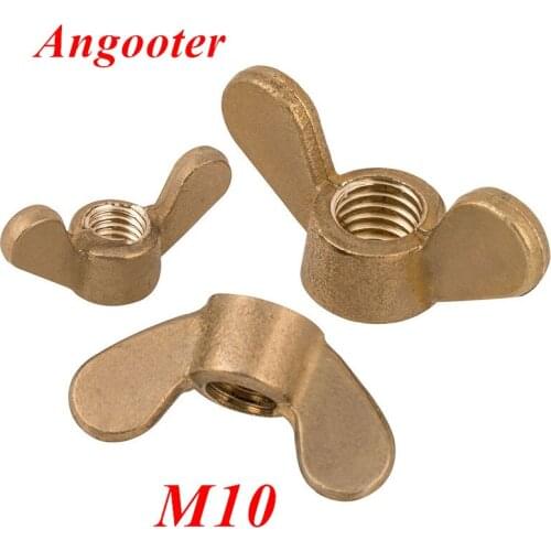 5pcs M10 Brass Wing Nut Hand Tighten Nut Wingnut Butterfly Nut Ingot Two Claw Nuts