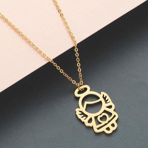 CHENGXUN Cute Baby Angel Girl Stainless Steel Mental for Women Girls KIds Fashion Cute Necklace Jewelry Unique Friends