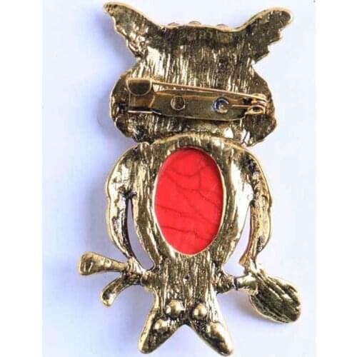 Prettyia Black Eyed Rhinestone Turquoise Owl Bird Animal Pin Vintage Jewelry