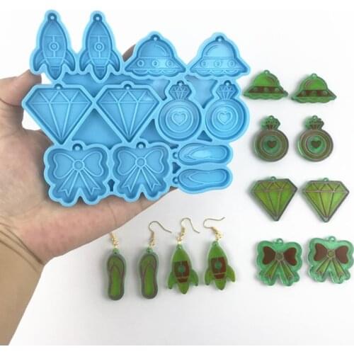 DIY Rocket UFO Diamond Flip-flops Bowknot Shaped Mold Earrings Jewelry Necklace Pendant Silicone Mould Drop Dangle Decoration