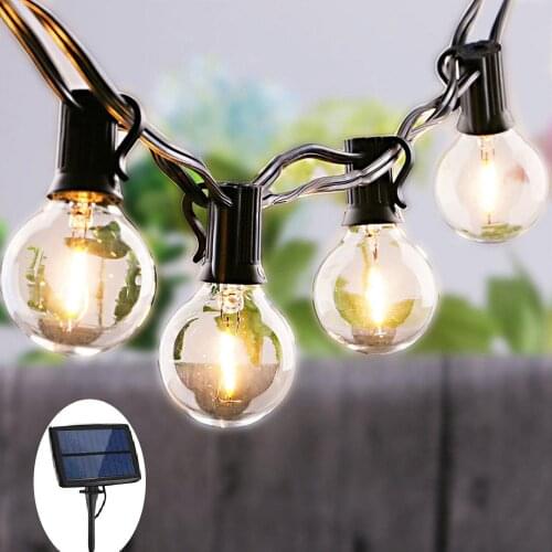 Solar String Light Globe Bulb G40 Garden Garland String Lights Retro Glass Lamp for Outdoor Waterproof Party Lighting 5/7.6m