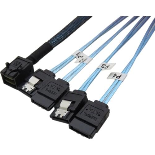 HD MINI SAS SFF 8643 Turn 4 SATA 7P 90 Degree Array Card Adapter Cable