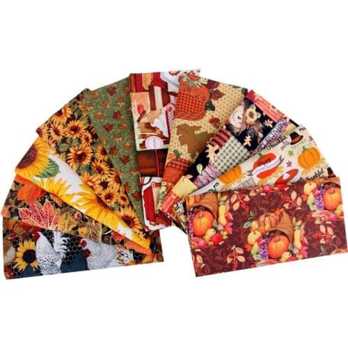 Halloween Fall Leaf Pumpkin Themed Cotton Fabric PatchworkTissue Sewing Quilting Fabric Needlework DIY Handmade Thanksgiving