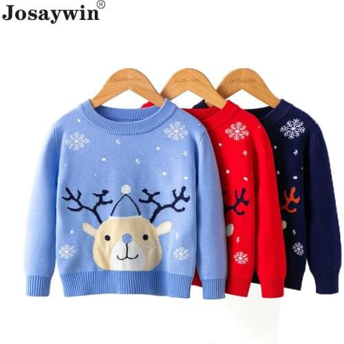 Josaywin Christmas Sweater Baby Girl Knitted Sweater Kids Pullover 2020 O-Neck Print Cartoon Soft Autumn Sweater For Boys