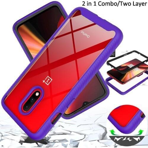Combo Drop resistance Rugged Case For Oneplus 7 Defender Armor Shield Anti-Skid Crystal Clear Cover