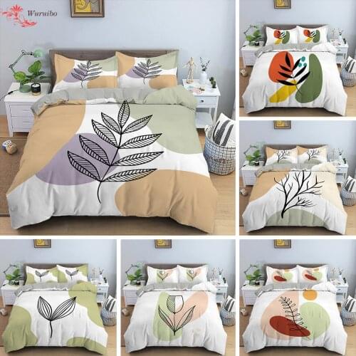 Boho Minimalist Duvet Cover Set Nordic Modern Double Bed Cover 150 Leaf Bedding Sets King Queen Comforter Covers With Pillowcase