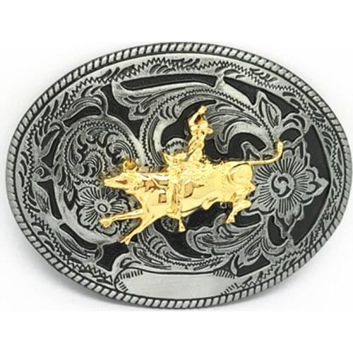 Cowboy bullfighting knight pattern wear-resisting zinc alloy belt buckle restoring ancient ways is suitable for the 4.0 belt