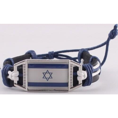 National Flag Leather Israel Italy Japan Mexico Netherlands Norway Bangle For Women Men