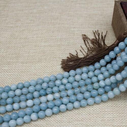 6-10MM 1Strand/Pack 100% Natural Stone Blue Round Jewellery Bead Jewelry Loose Beads Findings
