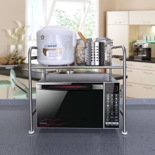 Kitchen stainless steel double-layer microwave oven shelf 2 floor floor oven rack countertop seasoning shelf storage rack