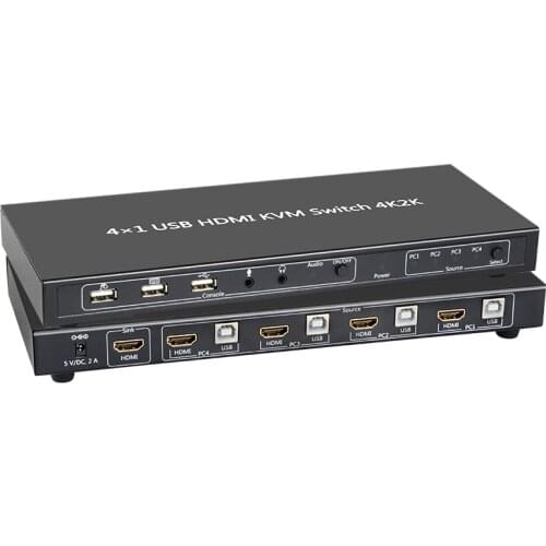 4 PORTS HDMI USB 2.0 KVM SWITCH WITH HOTKEY 4K60HZ