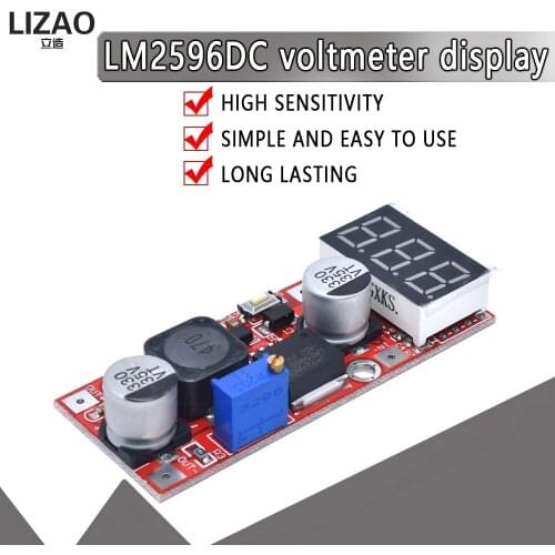 LM2596S Red voltmeter display DC-DC LM2596 3A adjustable power supply step-down module with digital tube
