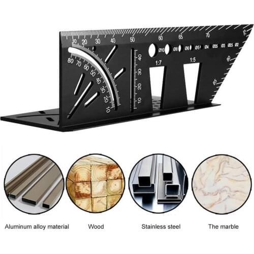 Multi-function Angle Ruler Square Hollow 45 90 Degree Aluminum Alloy Woodworking Square Angle Ruler Marking Gauge Carpenter Tool