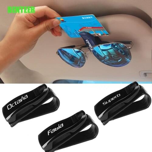 Car Glasses Bracket Visor Card holder sticker for skoda octavia fabia superb