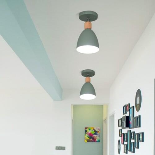 Nordic Iron Wood Ceiling Lights Led Ceiling Lighting Bedroom Bedside Kitchen Hanging Lamp Living Room Light Fixtures Home Decor