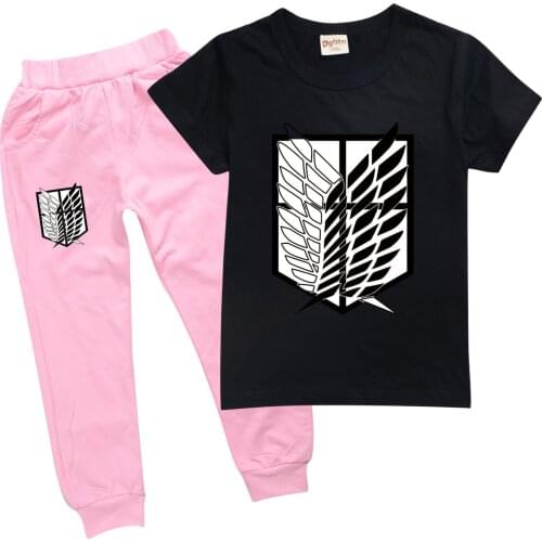 2021 New Arrival Attack on Titan Tops T-shirt+ Sweatshirt Sweatpants Suit Shirt Trousers Sets child Boys/Girls Casual Clothes