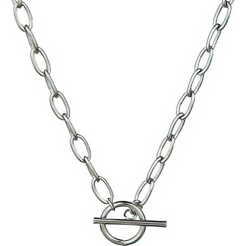 DARK DIAMOND-Circle Link necklace in stainless steel