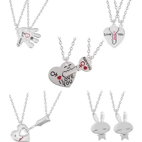 DIY Couple Necklace For Women Girl Cute Rabbit Heart Puzzle Pendant Necklaces Romantic Harajuku Jewelry Gifts Dropshipping 2019