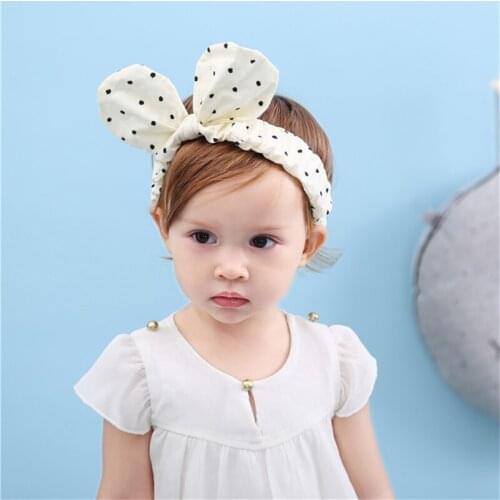 Baby Headband Girls dot printed Hairband Clips Set Cotton Rabbit Ear Turban Bow Cartoon Hair Accessories Gifts