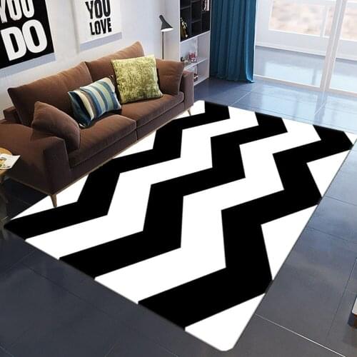 Simple Black/White Stripe 3D Printed Carpet Soft Flannel Kids Room Play Crawl Large Floor Nordic Decor Mat Home Area Bedroom Rug