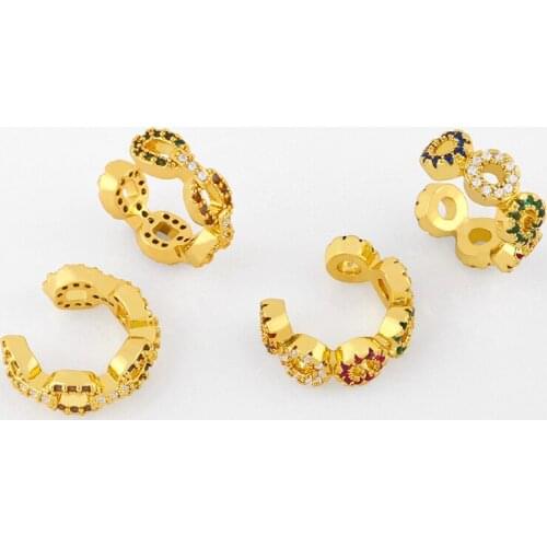 Rainbow Circle Chain Ear Cuffs For Women Small Clip On Earrings No Pierced Earcuff Clips Multicolor Women Jewerly Gifts ersu54