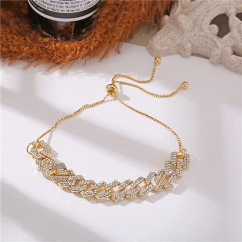 Gold Color Adjustable Crystal Bracelet Bangle for Women Luxury Geometric Rhinestone Bangle Bracelet Wedding Jewelry Gift 2020