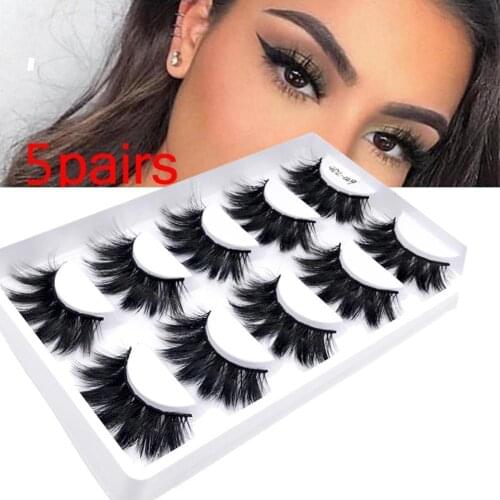 5Pairs 3D Thick real Mink Lashes False Eyelashes Natural/Thick Long False Beauty Extension Lashes Makeup LashesTools Eye Wi R0E2