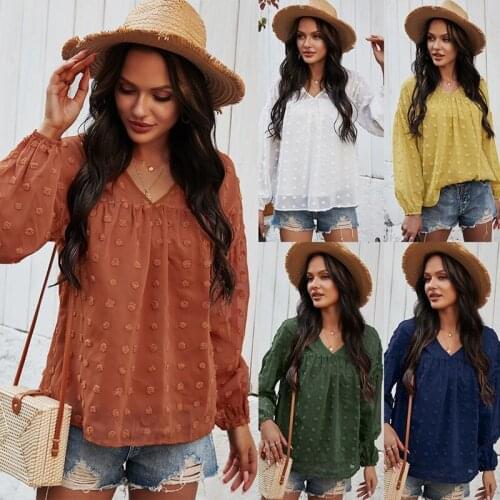 Chiffon Mesh Sheer Shirt Women Spring Full Sleeve V Neck Ladies Casual Loose Tops and Blouses