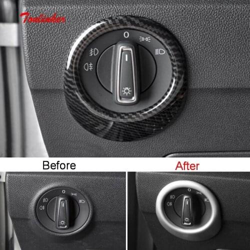 Tonlinker Interior Headlight Switch button Cover sticker for Volkswagen T-ROC 2018-19 Car styling 1 PCS ABS/Metal Cover sticker