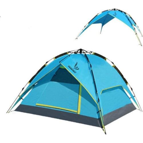 Backpacking Camping Tent, Lightweight 3-4 Persons Tent Double Layer Waterproof Portable Aluminum Poles Travel Tents Blue Color
