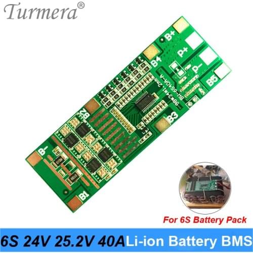 Turmera 24V 25V 6S 40A 18650 Lithium Battery BMS Protected Board with Balance for 25V Screwdriver Battery and E-bike Battery Use