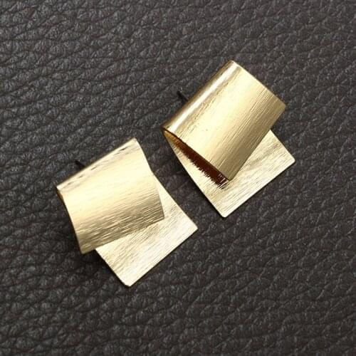 1 Pair Unique Stud Earrings Minimalist Folded Block Irregular Geometric Earrings