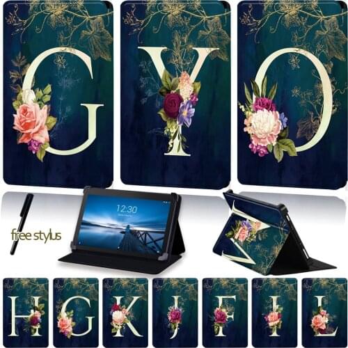 Universal Tablet Case for Lenovo Tab E10 /Tab E8 /Tab E7 Initial Letter Pattern Series Four Corner Protection Stand Folding Case