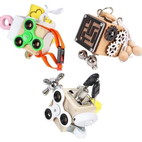 Montessori Busy Cube Practical Life Basic Life Skill Learning Toys For Toddlers Activity Cube for Travel Toddlers D0762H