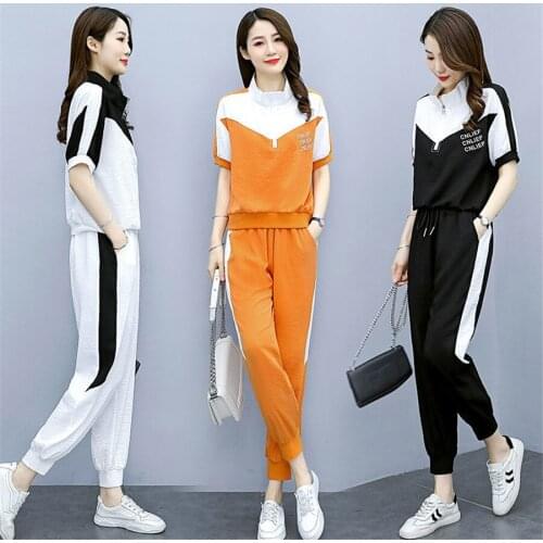 Fashion Tracksuit Women 2021 New Summer Short Sleeve Tops + Pants Suit Casual 2 Piece Set Sweatsuit Loungewear