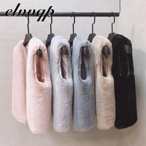 High Quality Faux Fur short Vest Coat Women Spring Autumn Sleeveless V-neck Soft Hairy Waistcoat Fur Jacket Outerwear LU1515