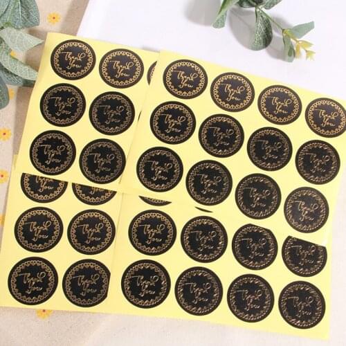 120pcs/Lot Cute Round Black Gold Thank you Love Ring Kraft Seal Sticker DIY Multifunction Paper Label Self-Adhesive Gift Sticker