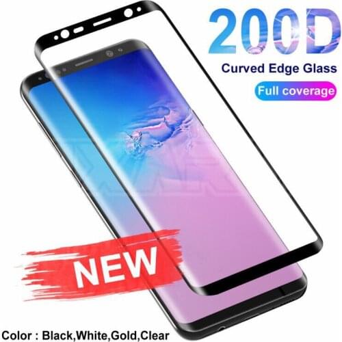 200D Full Cover Tempered Glass on For Samsung Galaxy S10 S9 S8 Plus S7 Edge Note 8 9 10 Pro Safety Screen Protector Glass Film