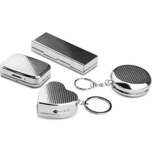 300pcs Mutipurpose Silver Metal Rectangle Round Pill Box Holder Medicine Tablet Capsule Container Storage Travel NO167