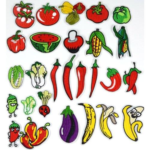 1 Pcs 3D Fruit Embroidery Iron on Patches for Clothing Foods Stripes Stickers Appliques Sewing Accessories Vegetables Badges