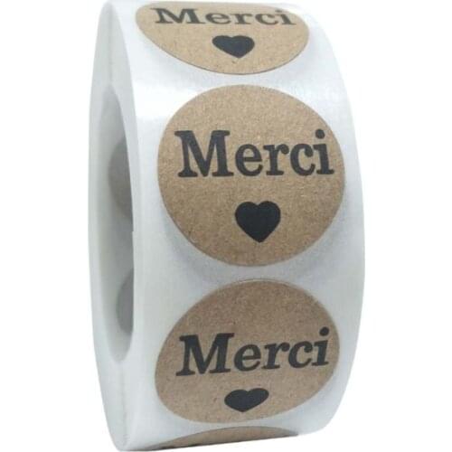 500pcs Kraft Merci French Thank You labels Stickers Envelope Package Seal E15B