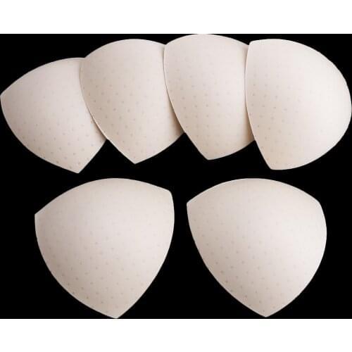 6 Pairs Triangle Sew In Insert Foam Soft Cup Removable Padded Beige & Black
