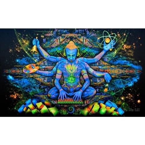 Active Psychedelic Tapestry Wall Hanging Trance Party Mandala Art