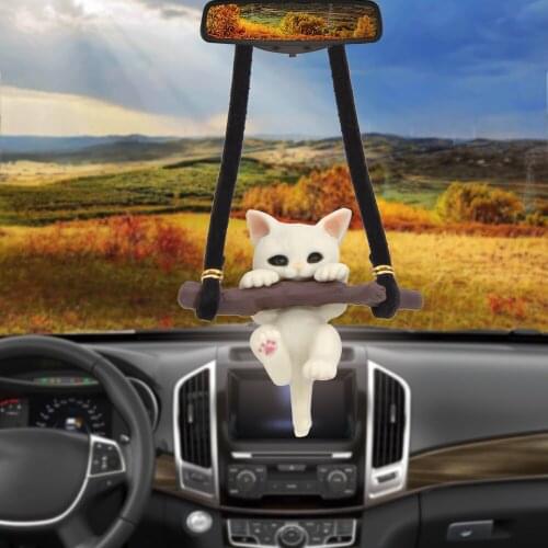 Car Pendant Cat lovers Ornaments Cute Branch Cat Hanging Auto Interior Rear View Mirror Decoration Dangle Trim Accessories