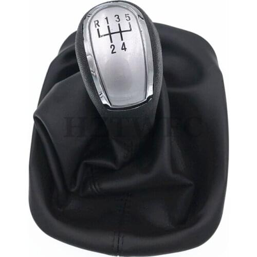 Free Shipping Car Styling 5 Speed Car Gear Shift Knob With Black Leather Boot For Skoda Fabia 2000-2008