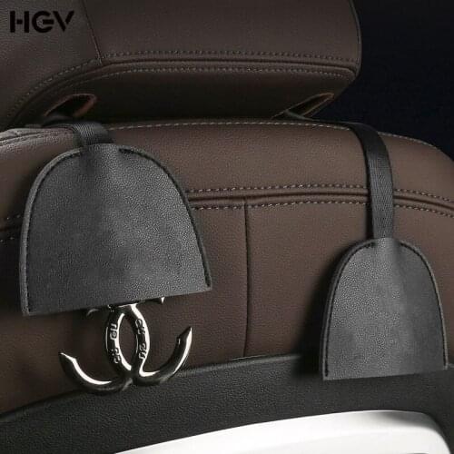 HGV Car Hooks Universal Leather & Zinc Alloy Car Vehicle Back Seat Headrest Hanger Hook for Bag Purse Cloth Drink Grocery Clip