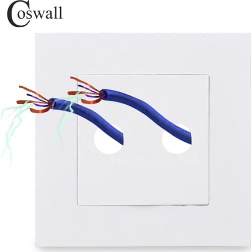 Coswall Simple PC Style Wall Blank Panel Blind Cover With 1 or 2 Outlet Hole 9mm Diameter For Gather Outgoing Wire E20 Series