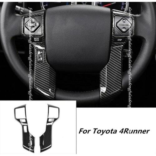 2pcs For Toyota 4Runner 2010-2019 Carbon Fiber ABS Interior steering wheel decorative cover trim Car accessories