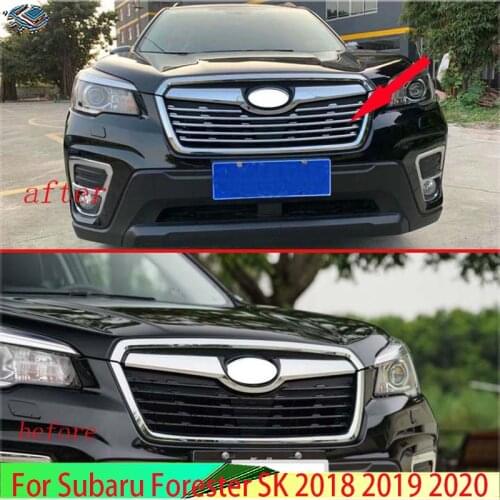 For Subaru Forester SK 2018 2019 Decorate Accessories ABS Chrome Front Grille Cover Center Mesh Trim